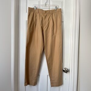 COS PLEATED RELAXED-FIT STRAIGHT-LEG PANTS Men's Tan Pants trousers size 36R